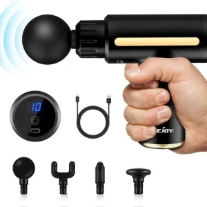 Sejoy Lightweight Mini Deep Tissue Portable Massage Gun With 10 Speeds. Black